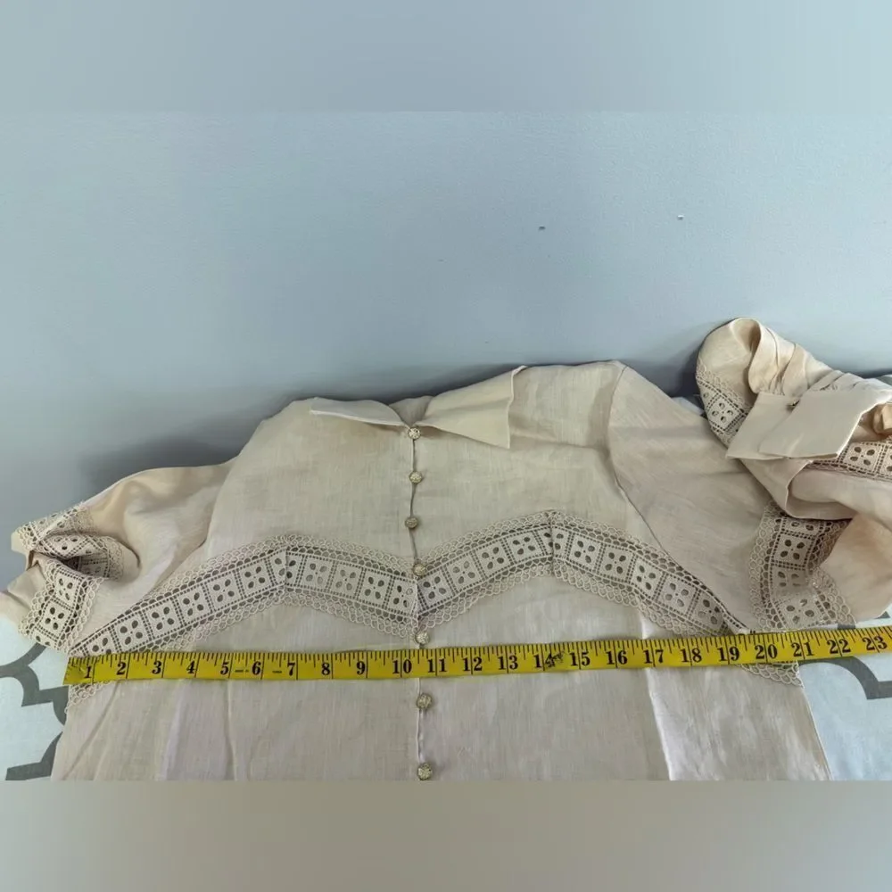 KEEPSAKE THE LABEL Carrie Trim Shirt in Linen NWT Size US 6
